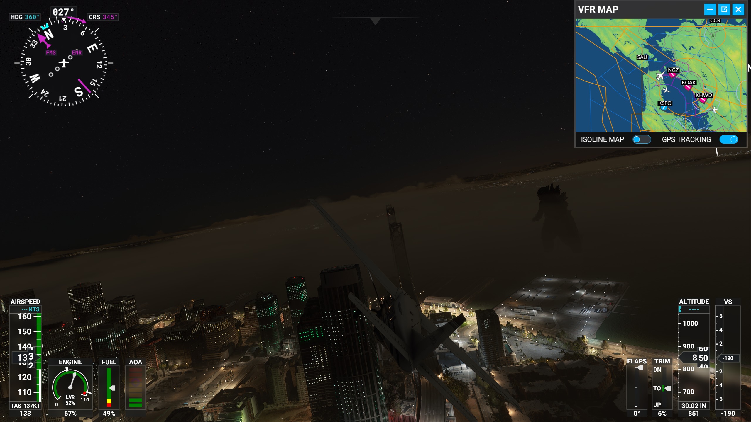 Hinemosu Microsoft Flight Simulator でゴジラ見学